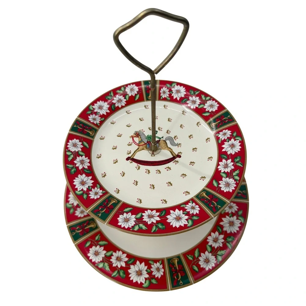 Classic Traditions Charlton Hall 2 Tier Serving Tray Christmas Horse Japan